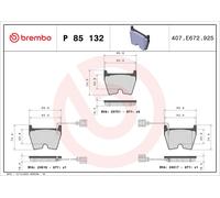 BREMBO P 85 132 Kit de plaquettes de frein, frein à disque pour AUDI