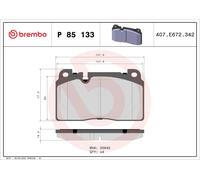 BREMBO P 85 133 Kit de plaquettes de frein, frein à disque pour AUDI