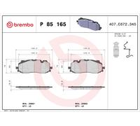 Jeu de plaquettes de frein BREMBO P 85 165, avant