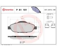 BREMBO P61101 KIT Plaquettes de Frein P 61 101 Avant pour PEUGEOT 3008 408 308