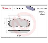 BREMBO Plaquettes de frein Avant pour MITSUBISHI L 200 / Triton Pick-up P 54 020