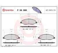 BREMBO - Jeu de 4 plaquettes de frein P 56 088 - Réf. 1395929
