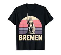 Brême Allemagne Roland Statue rétro Coucher de Soleil T-Shirt