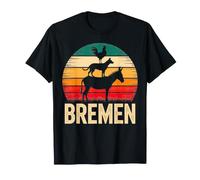 Bremen Germany Town Musiciens Retro Sunset T-Shirt