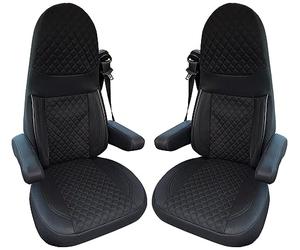 Bremer SITZBEZÜGE GT404 Lot de 2 Housses de Protection pour sièges de Camping-Car Aguti GIS Liner et Milan | Lot de 2 Housses de Protection avec Housses d'accoudoirs en Noir