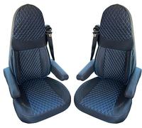 Bremer SITZBEZÜGE GT406 Lot de 2 Housses de Protection pour sièges de Camping-Car Aguti GIS Liner et Milan | Lot de 2 Housses de Protection avec Housses d'accoudoirs en Noir/Coutures Bleues