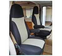 BREMER SITZBEZÜGE Housses de siège personnalisées - Ensemble de sièges conducteur et Passager - Compatible avec Fiat Ducato 812 - Noir/Beige