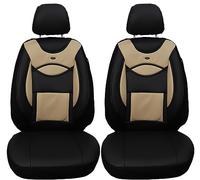 BREMER SITZBEZÜGE Housses de siège sur Mesure en Cuir synthétique Compatible avec Land Rover Range Rover MK2 conducteur et Passager à partir de 2002-2012 D107 Noir/Beige
