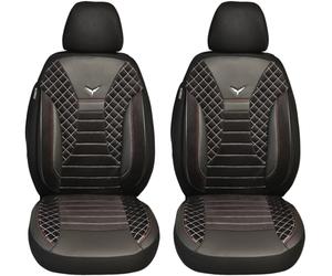 BREMER SITZBEZÜGE Lot de 2 Housses de Protection pour Voiture compatibles avec Audi A1 Go conducteur et Passager à partir de 2018 / Housse de Protection en Cuir synthétique Velours Noir/Blanc