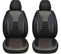 BREMER SITZBEZÜGE Lot de 2 Housses de Protection pour Voiture compatibles avec Audi Q3 8U - pour conducteur et Passager à partir de 2011-2018 - en Cuir synthétique - Coutures Noires et Bleues