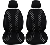 BREMER SITZBEZÜGE Lot de 2 Housses de Protection pour Voiture compatibles avec Ford C-Max 1 - pour conducteur et Passager à partir de 2003-1010 - Coutures Noires et Blanches