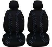 BREMER SITZBEZÜGE Lot de 2 Housses de Protection pour Voiture compatibles avec Renault Megane E Tech Pilote et Passager à partir de 2021 - Coutures Noires et Bleues