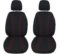 BREMER SITZBEZÜGE Lot de 2 Housses de Protection pour Voiture compatibles avec VW ID.5 - pour conducteur et Passager à partir de 2021 - Noir/Coutures Rouges