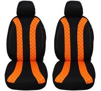 BREMER SITZBEZÜGE Lot de 2 Housses de siège Auto compatibles avec Dacia Duster 2ème génération, pour conducteur et Passager à partir de 2018, Noir/Orange