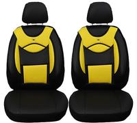 BREMER SITZBEZÜGE Lot de 2 Housses de siège Auto en Cuir synthétique sur Mesure compatibles avec VW Golf 4 conducteur et Passager à partir de 1997-2006 / Cuir Textile - Noir/Jaune (D105)