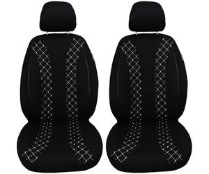 BREMER SITZBEZÜGE Lot de 2 Housses de siège de Voiture compatibles avec Renault Captur 1 conducteur et Passager à partir de 2013-2019 / Lot de 2 Housses de siège Auto en Noir/Coutures Blanches (N308)