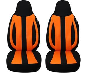 BREMER SITZBEZÜGE Lot de 2 Housses de siège de Voiture Pilotes compatibles avec Smart Fortwo 451 conducteur et Passager à partir de 2007-2014 / Lot de 2 Housses de siège Auto en Noir/Orange (SMD503)