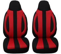 BREMER SITZBEZÜGE Measure Pilot Lot de 2 Housses de siège de Voiture compatibles avec Honda Jazz 1 GD conducteur et Passager de 2001 à 2008 / Ensemble de Housses de siège de Voiture Noir/Rouge