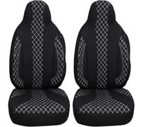 BREMER SITZBEZÜGE Measure Pilot Lot de 2 Housses de siège de Voiture compatibles avec Renault Master 3 conducteur et Passager à partir de 2010 - Coutures Noires et Blanches