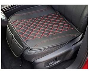 BREMER SITZBEZÜGE OT402 Couvre Siège Simili Cuir Textile Compatible avec Renault Grand Scenic Coussin de Siège en Simili Cuir Noir/Coutures Rouge