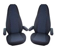 BREMER SITZBEZÜGE WMS706 Lot de 2 Housses de Protection compatibles avec Camping-Car, Camping-Car, Hymer Ducato, avec Housses d'accoudoirs en Noir/Bleu