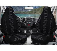 BREMER SITZBEZÜGE WPL408 - Housses de siège pour Camping-Car Ducato Weinsberg Adria Dethleffs - Lot de 2 Housses avec accoudoirs en Noir/Blanc
