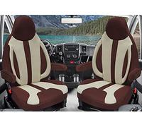 BREMER SITZBEZÜGE WPL412 - Housses de siège compatibles avec Les Accessoires de Pilote Ducato Weinsberg Adria Dethleffs - Lot de 2 Housses avec accoudoirs Marron/Beige