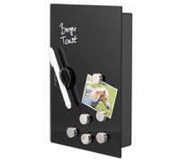 bremermann Armoire à clés avec façade en verre, inscriptible, 8 crochets, 6 aimants, 1 marqueur, 1 porte-marqueur, corps en métal gris revêtu par pulvérisation (entièrement noir)