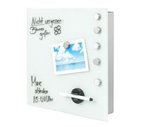 bremermann Armoire à clés XL avec façade en Verre, inscriptible, 13 Crochets, 6 aimants, 1 marqueur, 1 Porte-marqueur, Corps en métal revêtu par pulvérisation (Blanc)