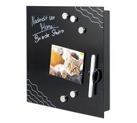 bremermann Armoire à clés XL avec façade en verre, inscriptible, 13 crochets, 6 aimants, 1 marqueur, 1 porte-marqueur, corps en métal gris revêtu par pulvérisation (entièrement noir)