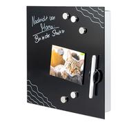bremermann Armoire à clés XL avec façade en Verre, inscriptible, 13 Crochets, 6 aimants, 1 marqueur, 1 Porte-marqueur, Corps en métal revêtu par pulvérisation (Noir)