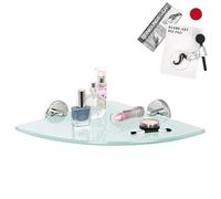 bremermann Bad-Serie Lucente Étagère d'angle en verre avec kit de colle Idéal pour salle de bain et douche, étagère de salle de bain en verre et acier inoxydable, chromée