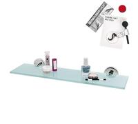 bremermann Bad-Serie Lucente Étagère en verre avec kit de colle Idéal pour salle de bain et douche, étagère de salle de bain en verre et acier inoxydable, chromée