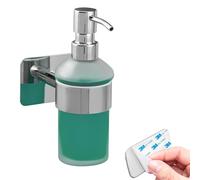 bremermann Bad-Serie Lucente Tape - Distributeur de savon autocollant en verre et acier inoxydable chromé - Pas de perçage - Fixation adhésive 3M