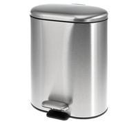 bremermann Barbena Poubelle à pédale, 6 l, en acier inoxydable, anti-traces de doigts, Softclose, convient à la salle de bain, acier inoxydable