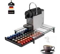 Bremermann Boîte à capsules de café Nespresso pour 60 tiroirs, boîte à tiroirs, support métal et plateau verre, distributeur environ 31 x 7 x 40,5 cm (transparent)