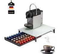 bremermann Boîte à capsules de café pour 60 capsules Nespresso, boîte à tiroirs, en métal et plateau en verre, distributeur de capsules d'environ 31 x 7 x 40,5 cm (blanc)
