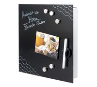 bremermann Armoire à clés XL avec façade en Verre, inscriptible, 13 Crochets, 6 aimants, 1 marqueur, 1 Porte-marqueur, Corps en métal revêtu par pulvérisation (Noir)