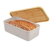 bremermann boîte à pain avec couvercle en bambou, boîte à pain avec planche à découper, pot à pain, gris clair