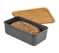 bremermann Boîte à pain avec couvercle en bambou, boîte à pain avec planche à découper, pot à pain (gris)