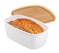 bremermann Boîte à pain ovale avec couvercle en bambou, boîte à pain avec planche à découper, casserole à pain (blanc)