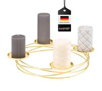 bremermann Bougeoir en Forme de Couronne, idéal comme Couronne de l'Avent pour Noël ou comme décoration de Table Tout au Long de l'année, bougeoir pour 4 Bougies cylindriques, en métal (Or)