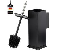 bremermann Brosse WC avec support mural, porte-brosse WC, porte-brosse de toilette, carré en acier inoxydable (noir)