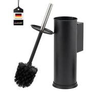 bremermann Brosse WC ronde en acier inoxydable avec support mural, porte-brosse WC, noir