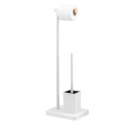 bremermann Brosse WC sur Pied 2 en 1, Brosse WC, Porte-Rouleau de Papier Toilette (Blanc)