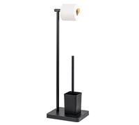 bremermann Brosse WC sur Pied 2 en 1, Brosse WC, Porte-Rouleau de Papier Toilette (Noir)