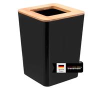 bremermann Calvi Poubelle de Salle de Bain, en Bambou et Plastique, de 5,5 l (Noir)