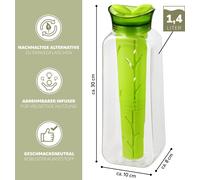 bremermann Carafe 2en1 - y compris tige d'infusion et unité de refroidissement, capacité de 1,4 litre, en plastique, vert