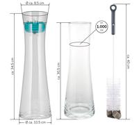 bremermann Carafe en Verre AMISA 1,2 Litre, Bec verseur Multifonction, Carafe à Eau (Tile Blue)