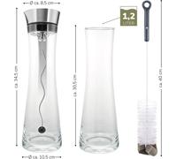 bremermann Carafe en verre FRIDA 1,2 litre avec brochette à fruits, bec verseur multifonction, acier inoxydable, carafe à eau (acier inoxydabe)